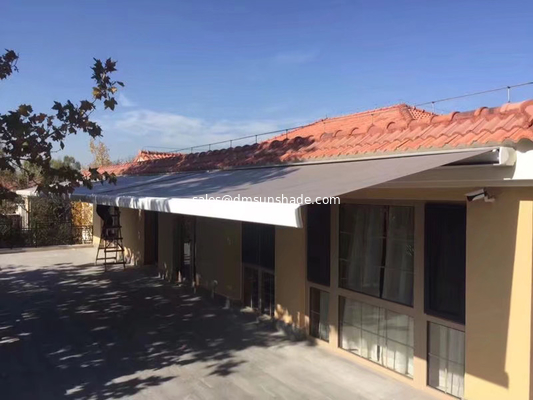 Outdoor Sunshade Retractable Awning With Motor Control And LED Lights / Full Cassette Awning
