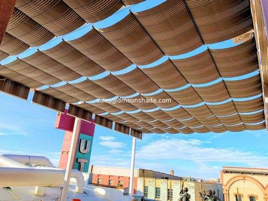 Outdoor Manual Sliding Wave Canopy Sunshade Sail Shade UV Protection Shading Car Parking Carports Hdpe/sunshade Sail/acr