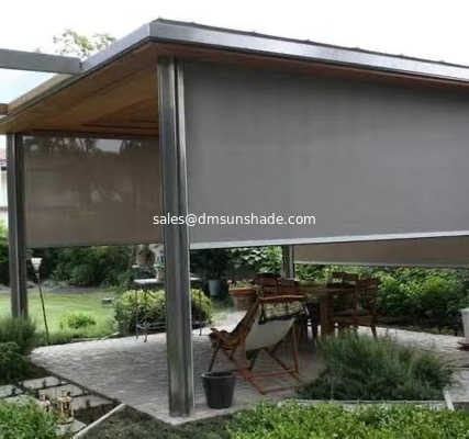 Outdoor Sunshade Motorized Smart Zip Track Blinds / Roller Zip Track Outdoor Roller Blinds