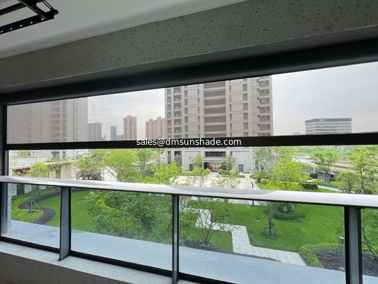 Outdoor Sunshade Motorized Smart Zip Track Blinds / Roller Zip Track Outdoor Roller Blinds