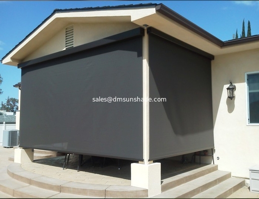Outdoor Sunshade Motorized Smart Zip Track Blinds / Roller Zip Track Outdoor Roller Blinds