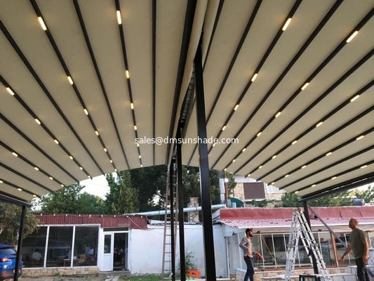 Electric Pergola Roof Canopy Aluminum Electric PVC Waterproof Garden Gazeb